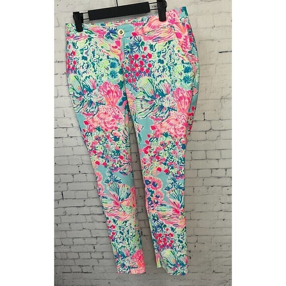 Lilly Pulitzer Womens Pants Size 4 Serene Blue Gypsea Floral Alina Slim N - Picture 2 of 12